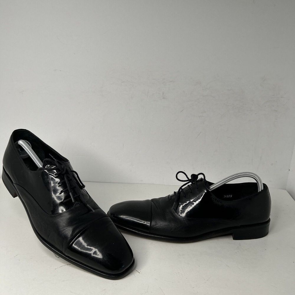 Mezlan Men's CONCERTO Tuxedo Cap Toe Oxford BLACK Shoes 3802 Size 10.5 M
